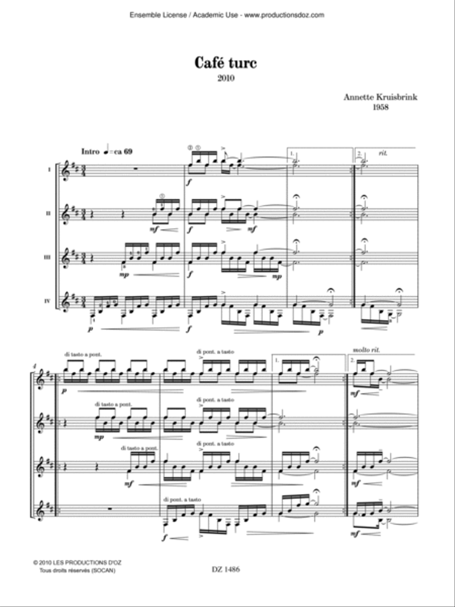Café turc Guitar Ensemble scores gallery preview page 2
