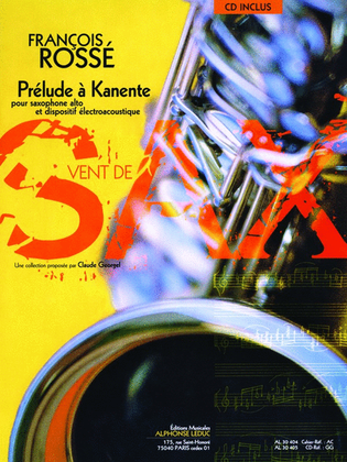 Rosse Francois Prelude A Kanente (georgel) Alto Saxophone Book/cd Al30405