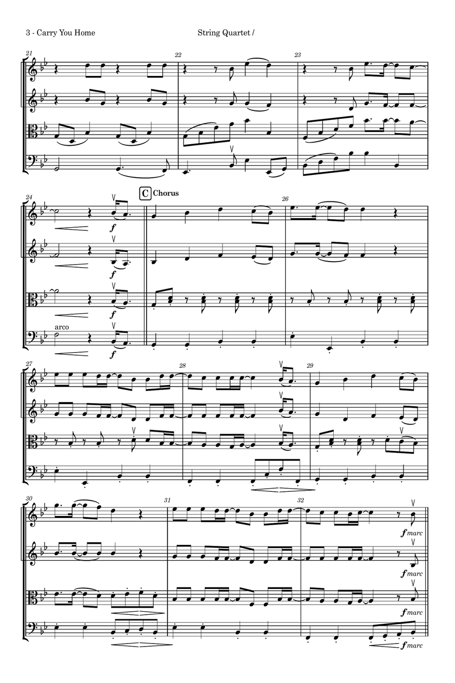 Carry You Home String Quartet scores gallery preview page 3