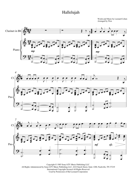 Hallelujah  (clarinet & piano)