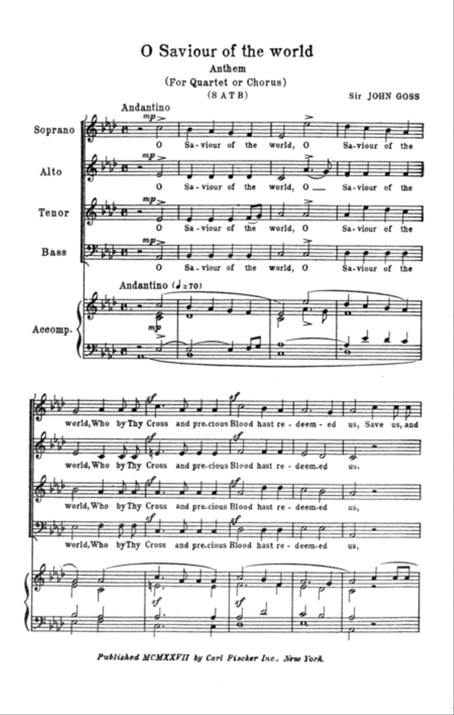 O Saviour of the world O Saviour of the world 4-Part scores gallery preview page 1