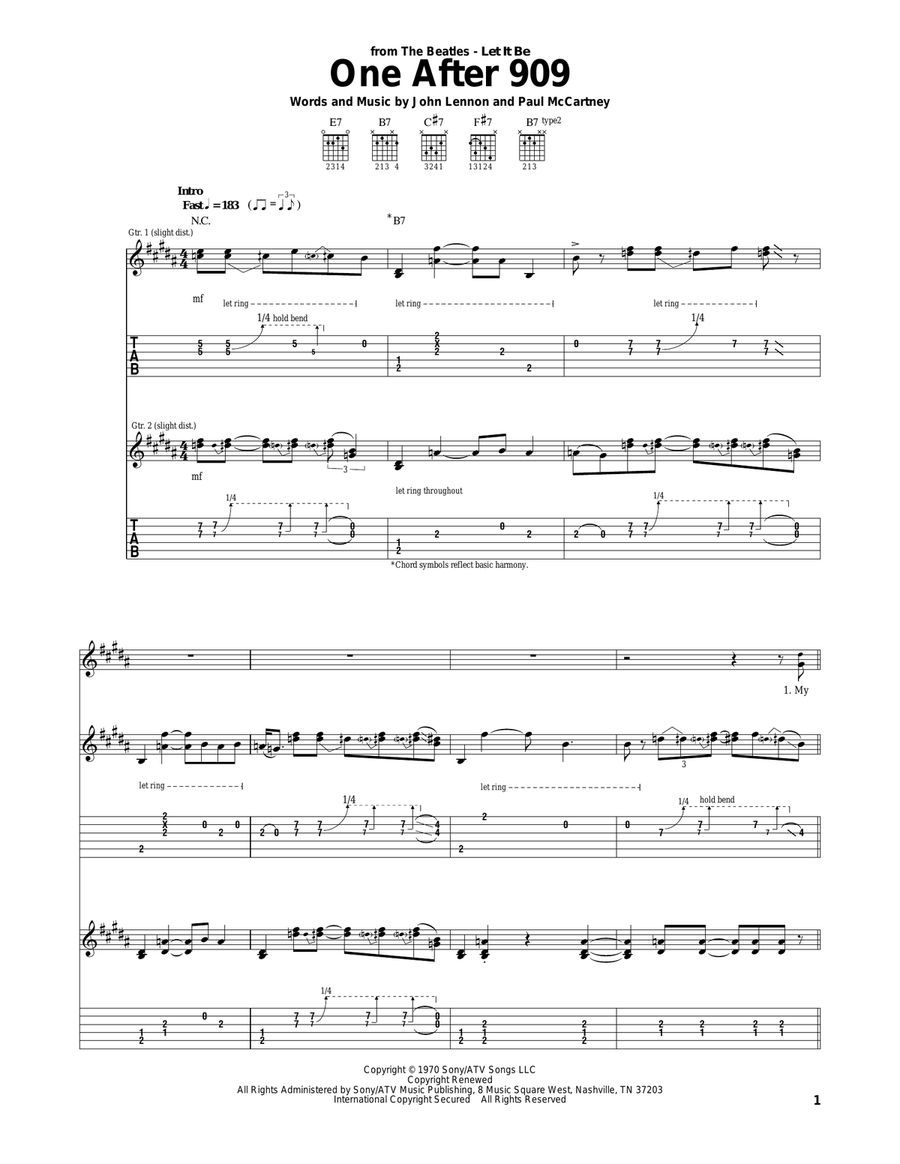 One After 909 One After 909 Acoustic Guitar scores gallery preview page 1