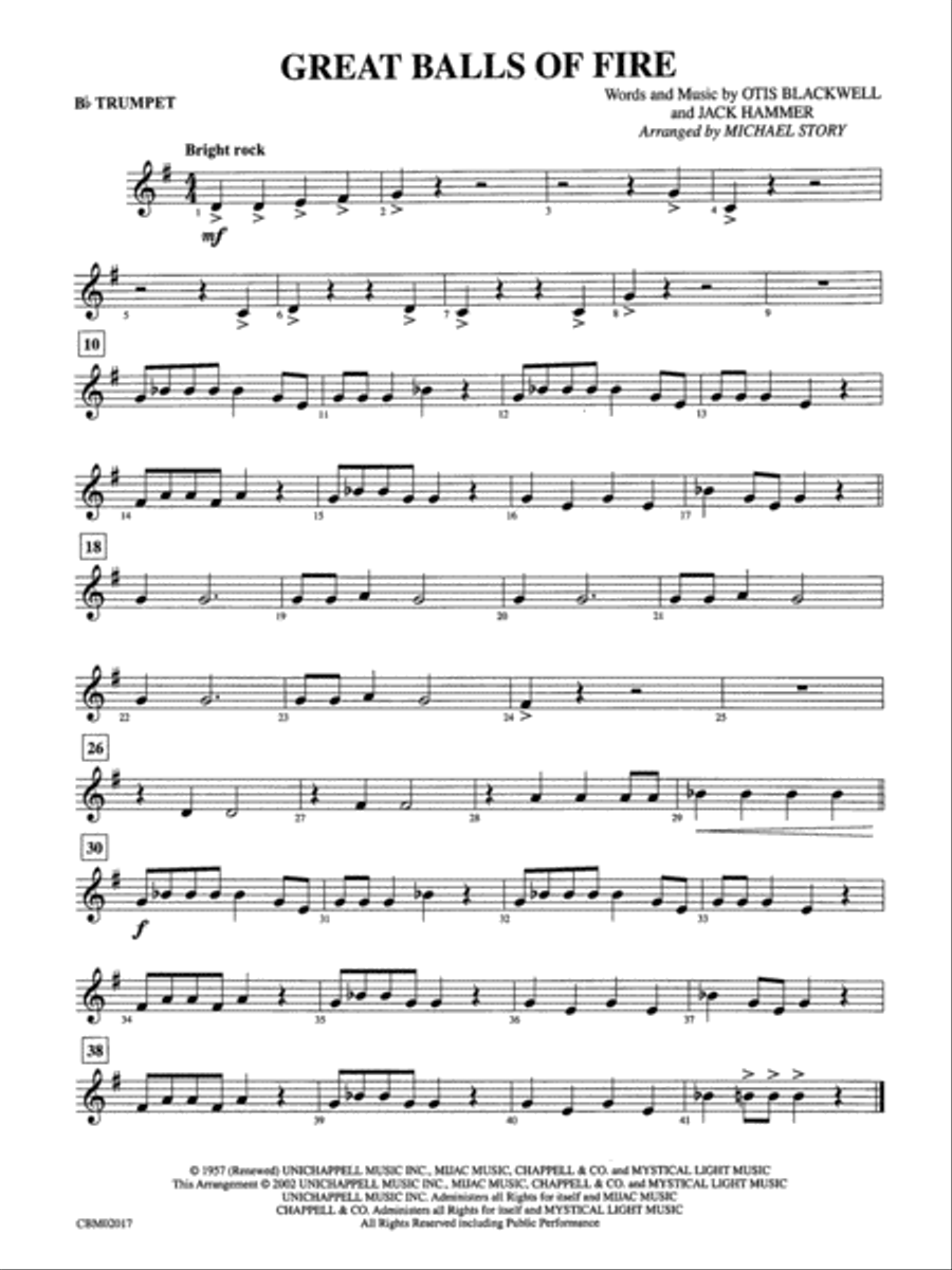 Great Balls of Fire: 1st B-flat Trumpet Concert Band scores gallery preview page 1