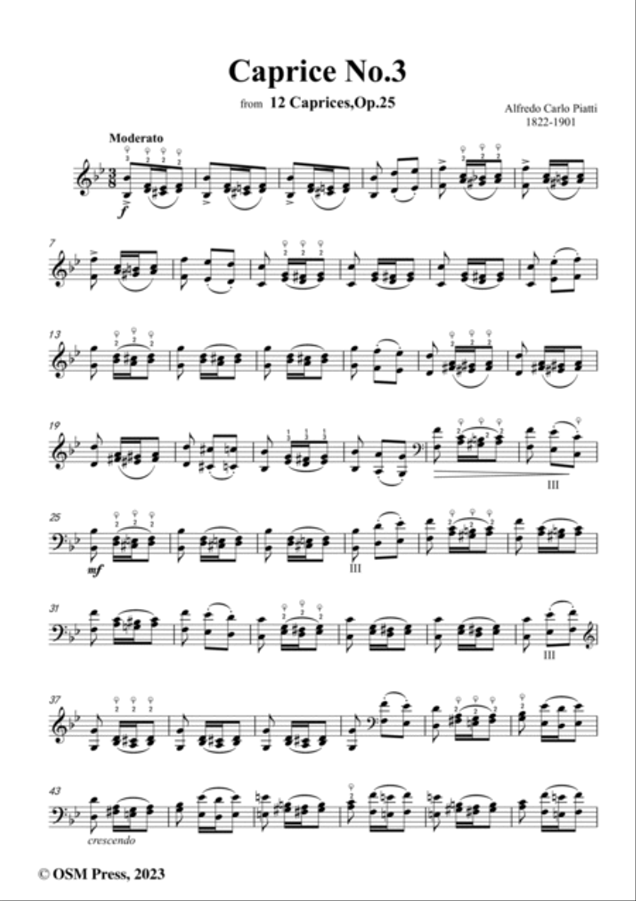 Alfredo Piatti-Caprice No.3,Op.25 No.3,from '12 Caprices,Op.25',for Solo Cello Cello Solo scores gallery preview page 2