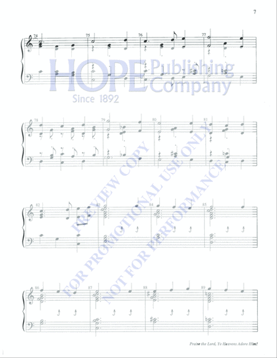 Praise the Lord, Ye Heavens Adore Him 3-Octaves scores gallery preview page 7