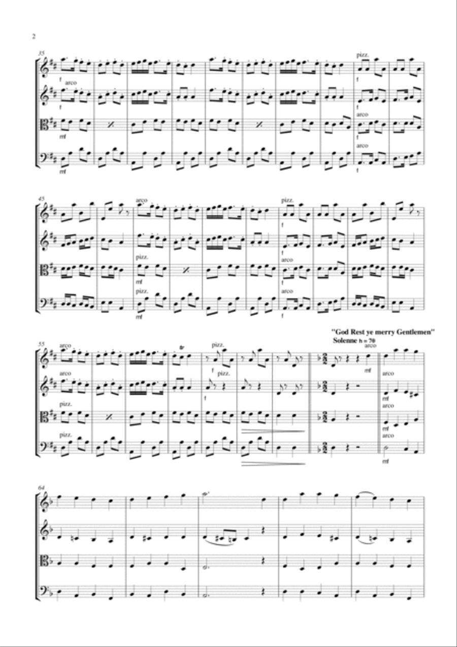 Christmas Carol Medley for String Quartet Score and Parts String Quartet scores gallery preview page 2