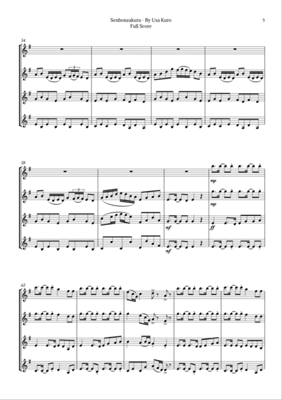 Senbonzakura Brass Quartet scores gallery preview page 5