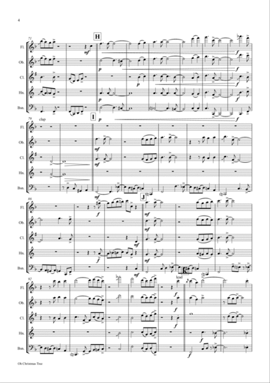 Oh Christmas tree (Oh Tannenbaum) - Funky - Wind Quintet Woodwind Quintet scores gallery preview page 5