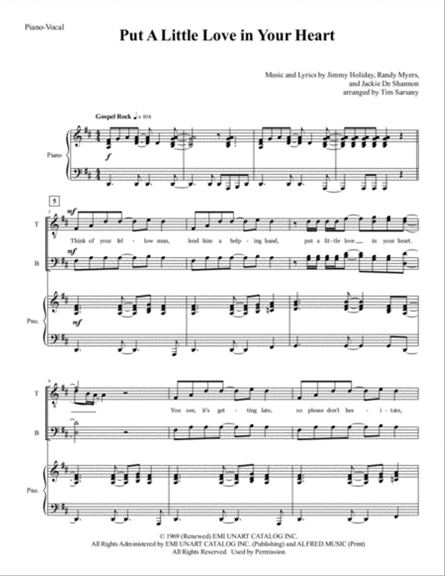 Put A Little Love In Your Heart TTBB scores gallery preview page 1