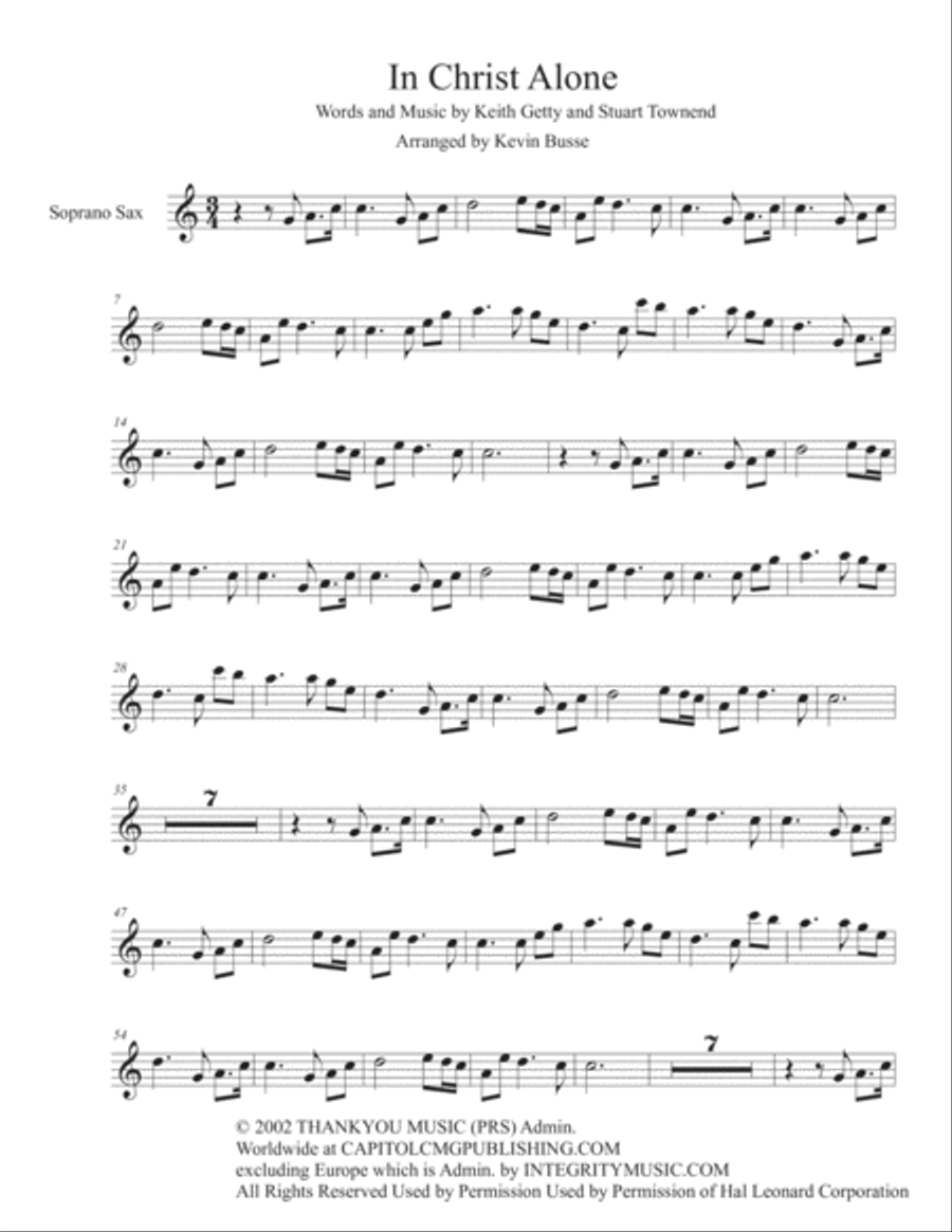In Christ Alone Soprano Saxophone scores gallery preview page 1