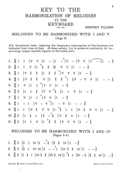 Key to Harmonization of Melodies at the Keyboard Book 1