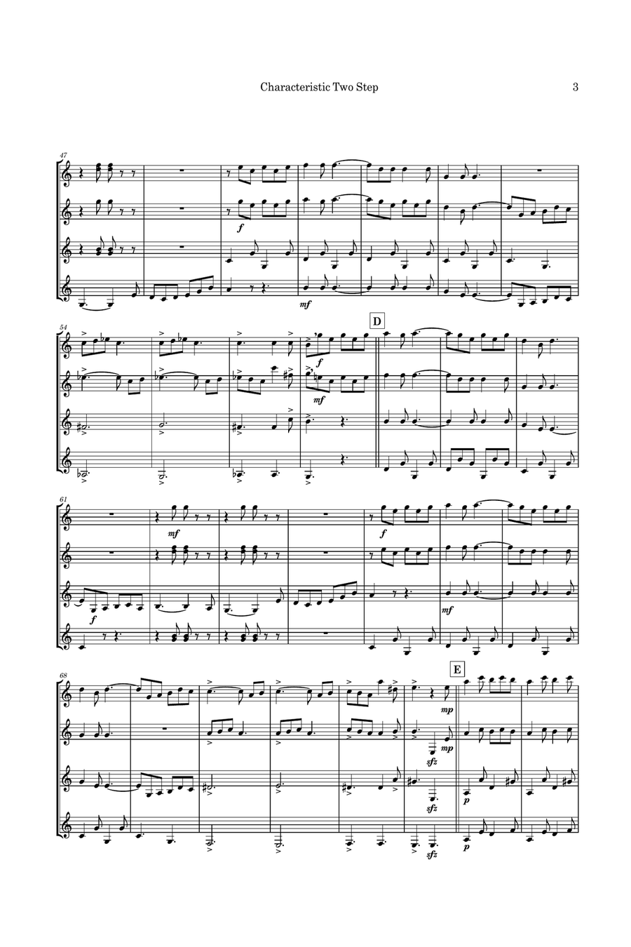 Characteristic Two Step - Exciting guitar quartet Guitar Ensemble scores gallery preview page 6