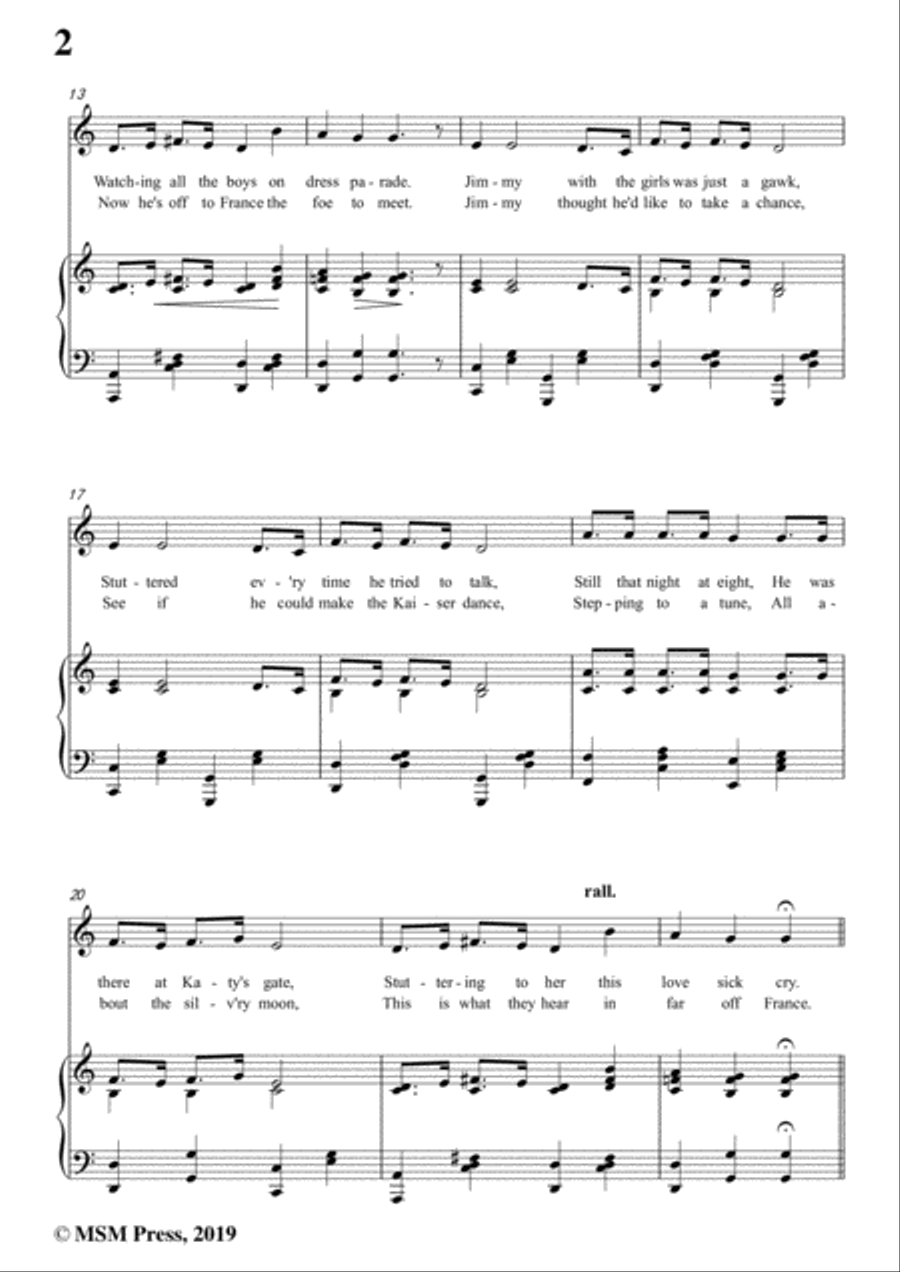 Geoffrey O'Hara-K-K-K-Katy,in C Major,for Voice and Piano Voice Solo scores gallery preview page 4