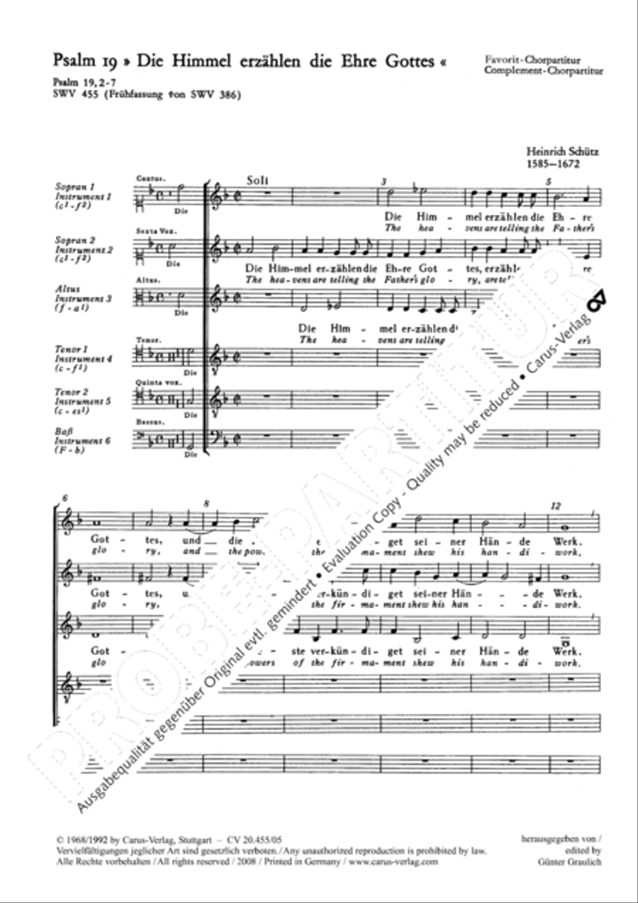 The heavens are telling the Father's glory (Die Himmel erzahlen die Ehre Gottes) Choir scores gallery preview page 3