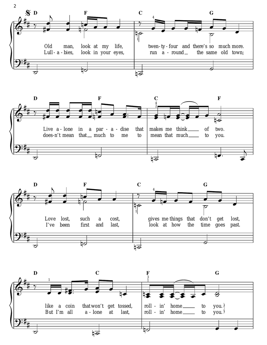 Old Man Easy Piano scores gallery preview page 2