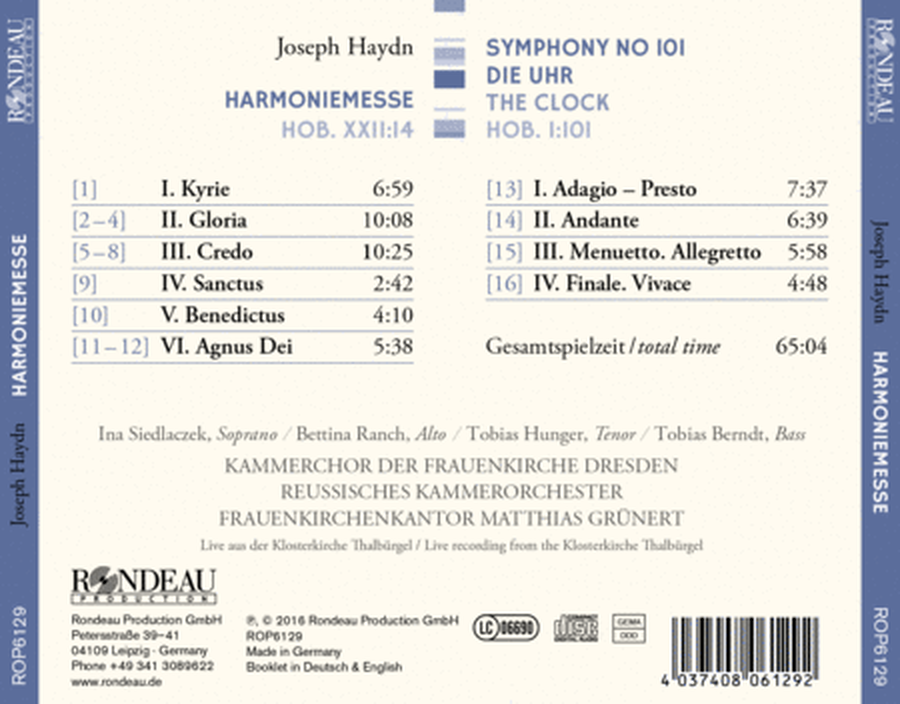 Joseph Haydn: Harmoniemesse & Symphonie No. 101 "The Clock"