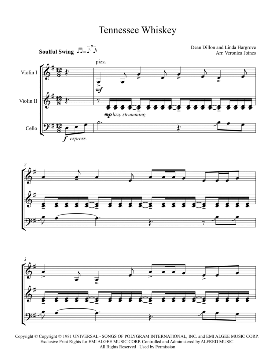 Tennessee Whiskey Tennessee Whiskey String Trio scores gallery preview page 1