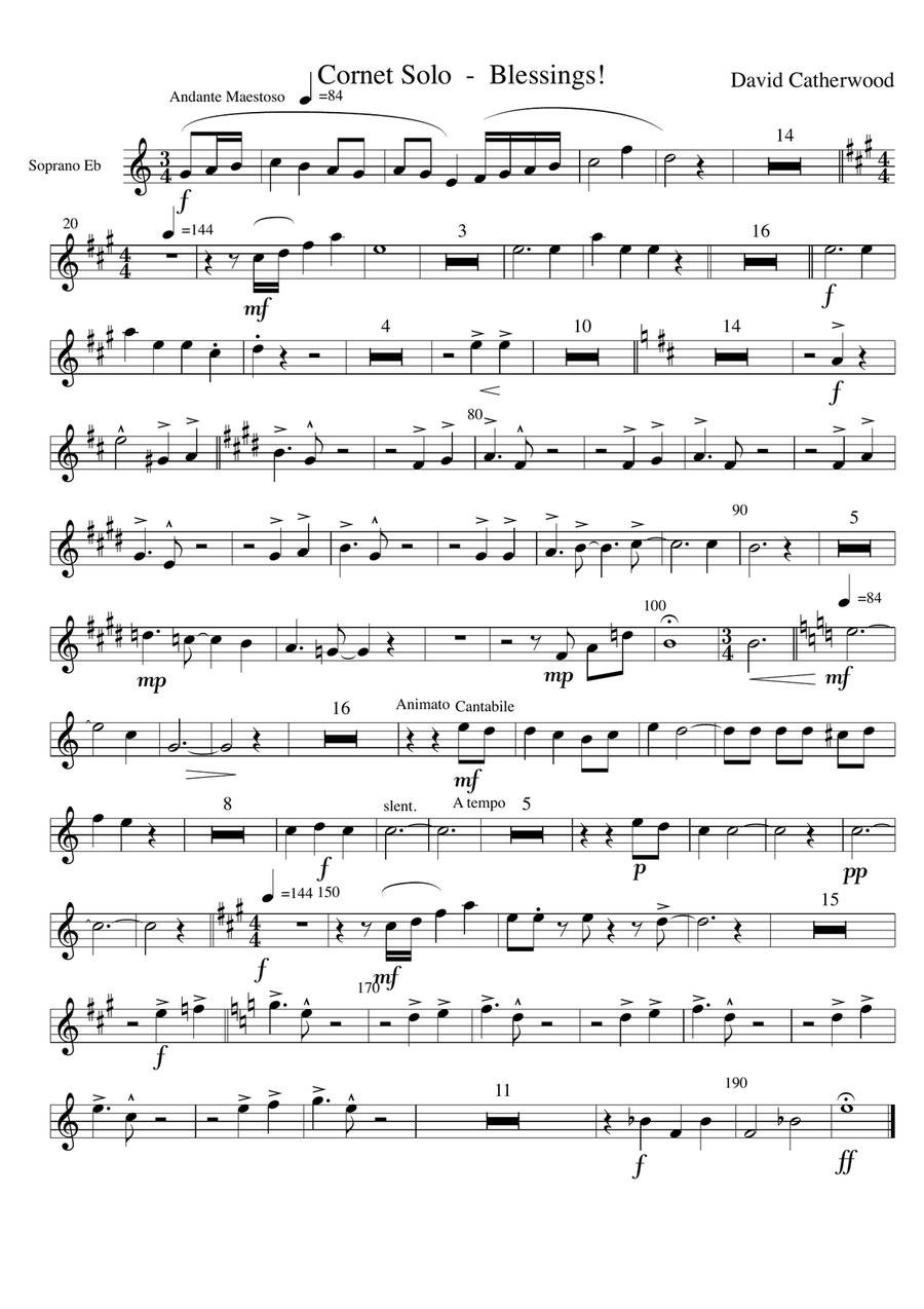 Cornet Solo - with brass band accompaniment 'Blessings!' by David Catherwood Brass Band scores gallery preview page 3