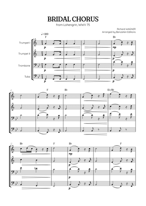 Wagner • Here Comes the Bride (Bridal Chorus) from Lohengrin | brass quartet sheet music w/ chords