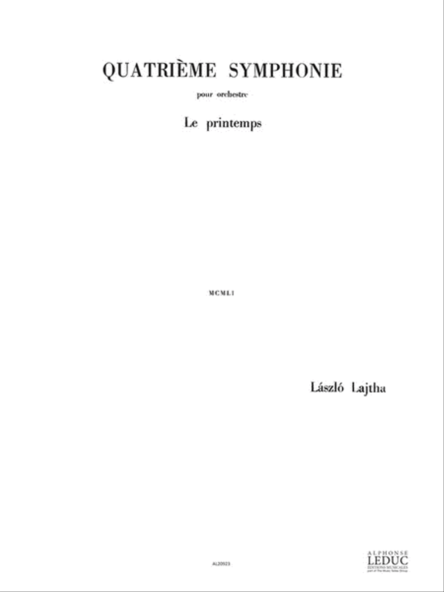 Lajtha Sinfonie No.4 Op.52 In 4 Orchestra Score Orchestra scores gallery preview page 1
