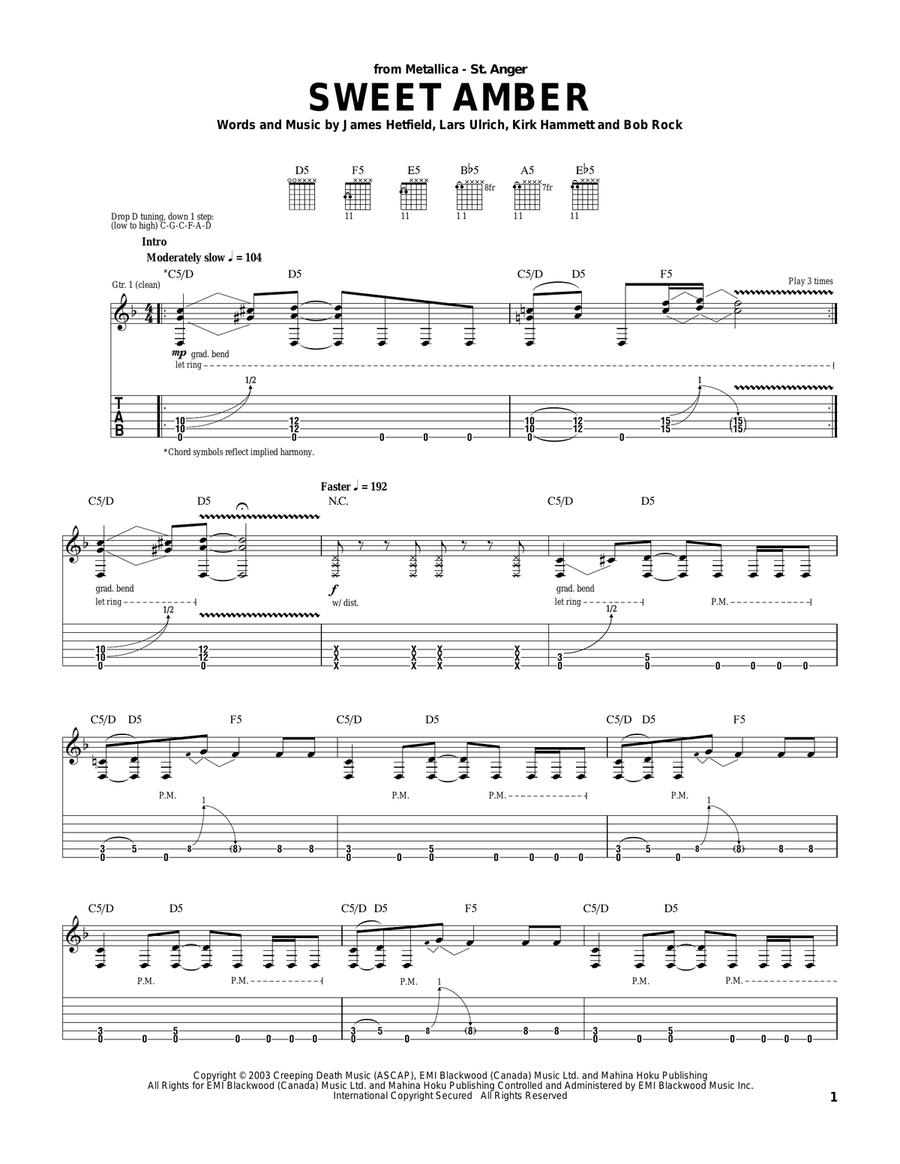 Sweet Amber Electric Guitar scores gallery preview page 1