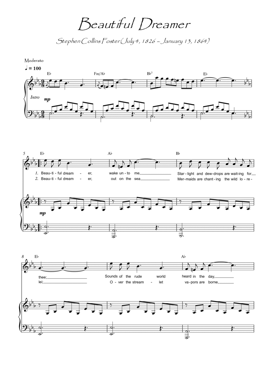 Beautiful Dreamer Voice scores gallery preview page 1
