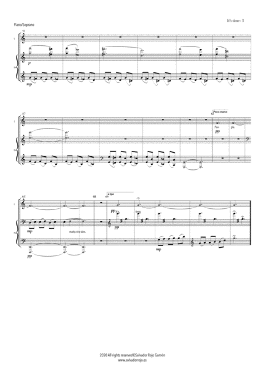 Time Arranged for Soprano soloist and Piano Soprano Voice scores gallery preview page 4