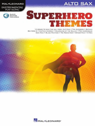Book cover for Superhero Themes Instrumental Play-Along for Alto Sax