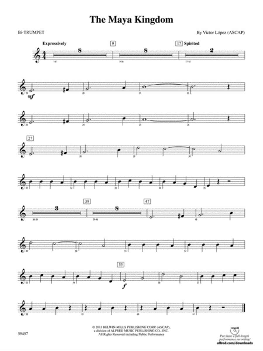The Maya Kingdom: 1st B-flat Trumpet Concert Band scores gallery preview page 1