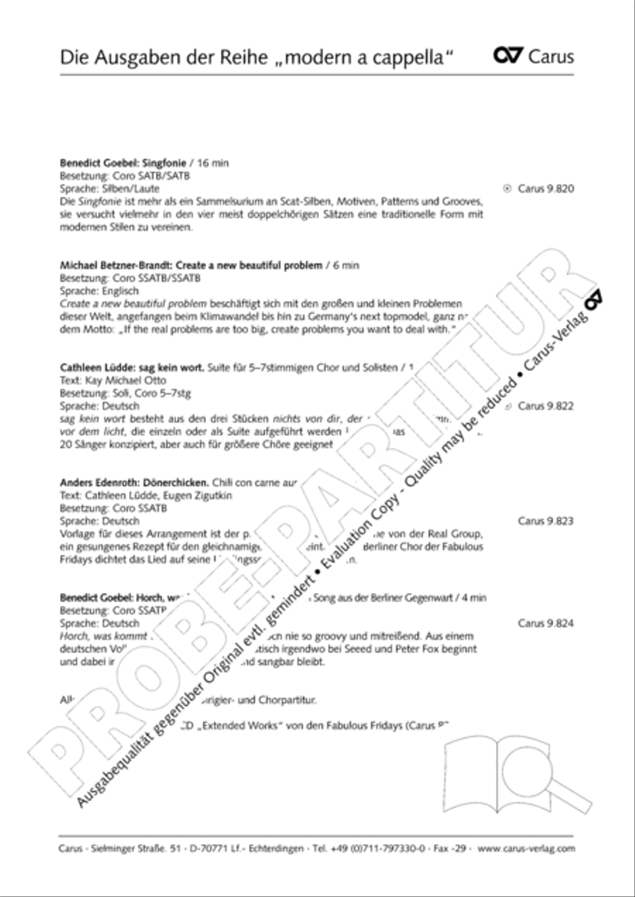 Horch, was kommt con draussn rein SSATB scores gallery preview page 14