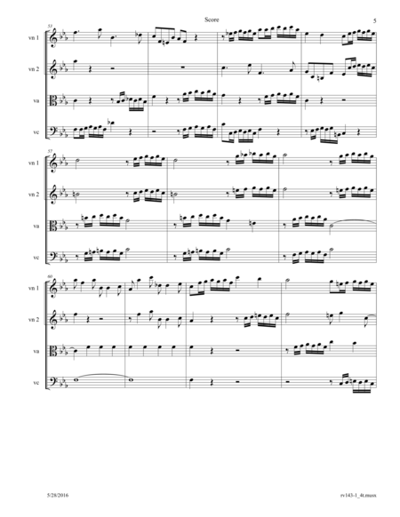 Vivaldi: Concerto for Strings RV 143 Mvt I arr. for String Quartet image number null