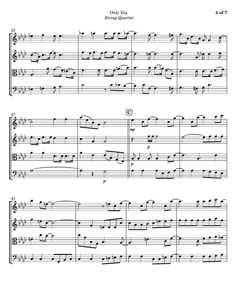 Only You (and You Alone) String Quartet scores gallery preview page 4