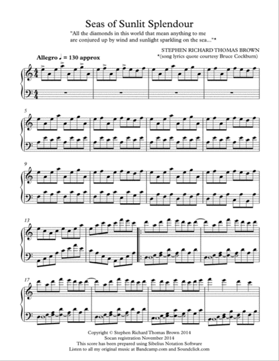 Seas of Sunlit Splendour Seas of Sunlit Splendour Piano Solo scores gallery preview page 1