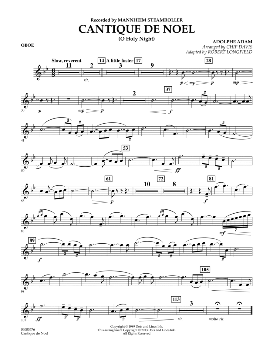 Cantique de Noel (O Holy Night) - Oboe Concert Band scores gallery preview page 1