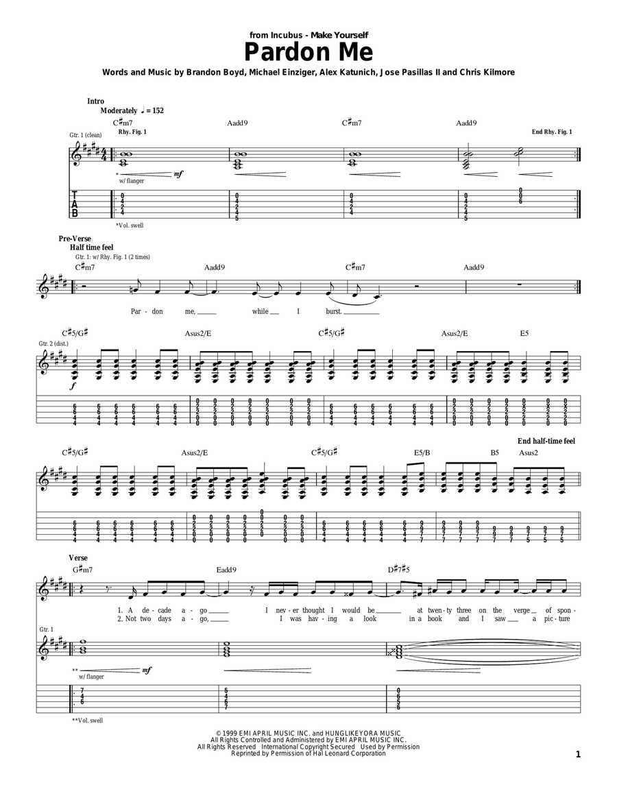 Pardon Me Acoustic Guitar scores gallery preview page 1