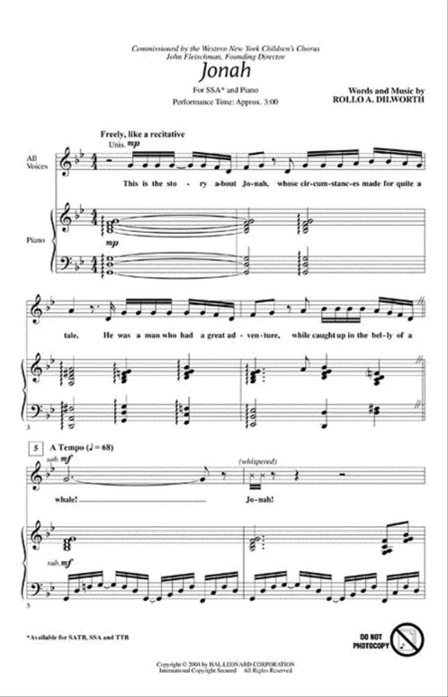 Jonah Jonah SSA scores gallery preview page 2