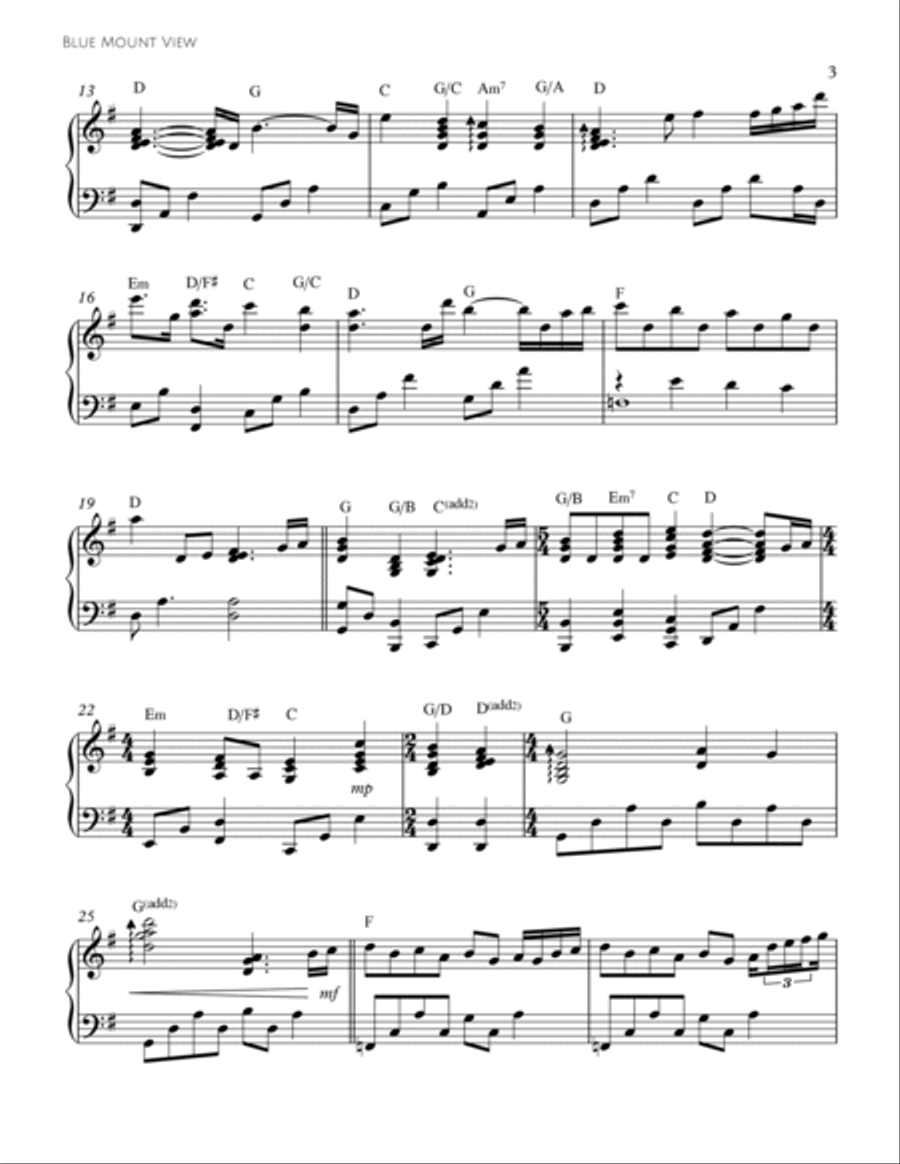 Blue Mount View Blue Mount View Piano Solo scores gallery preview page 3