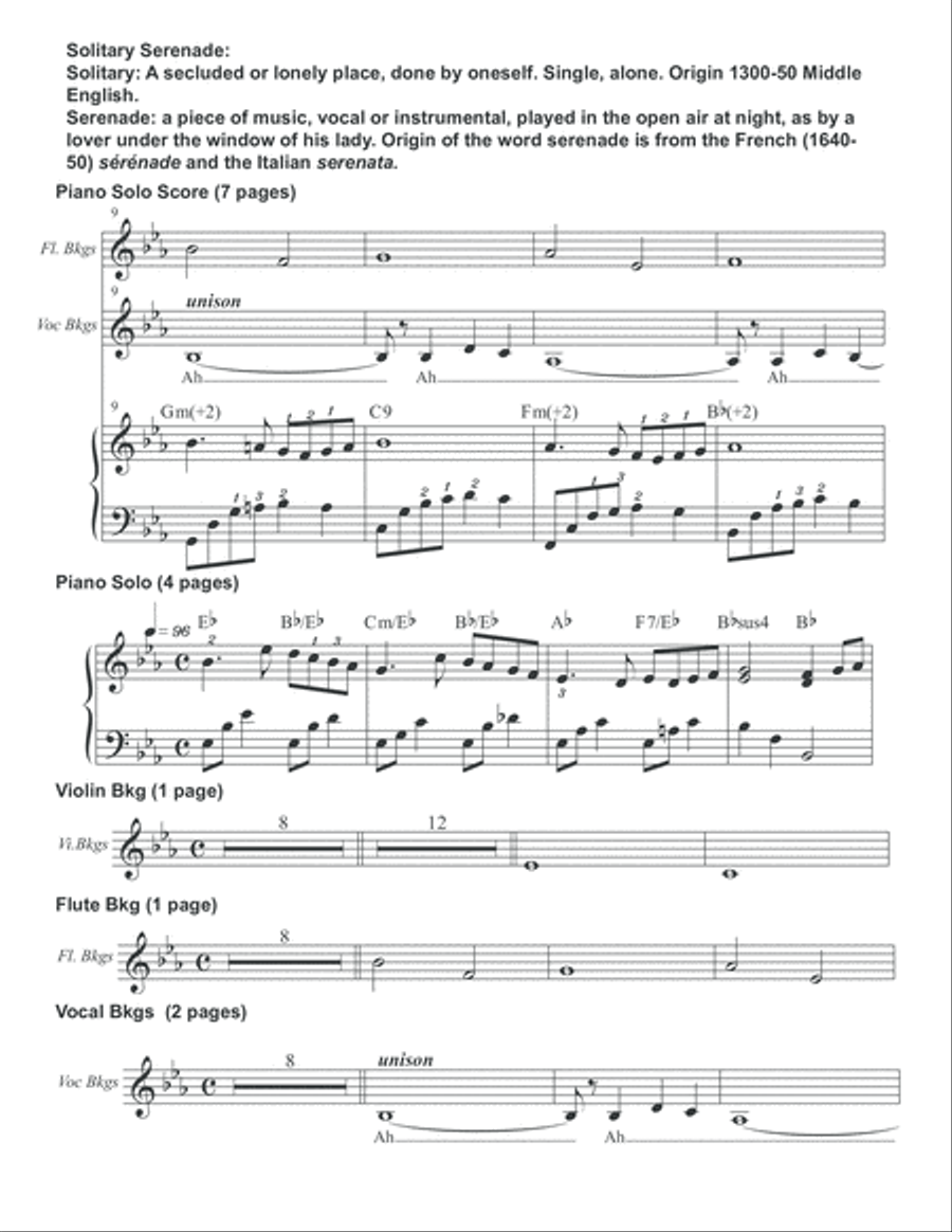 Solitary Serenade Piano Solo Score image number null