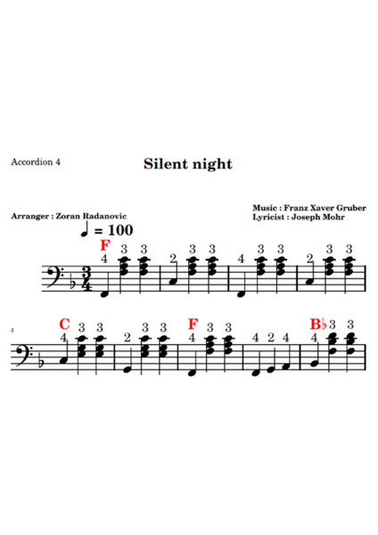 Silent night (Stille Nacht) - quartet accordion image number null