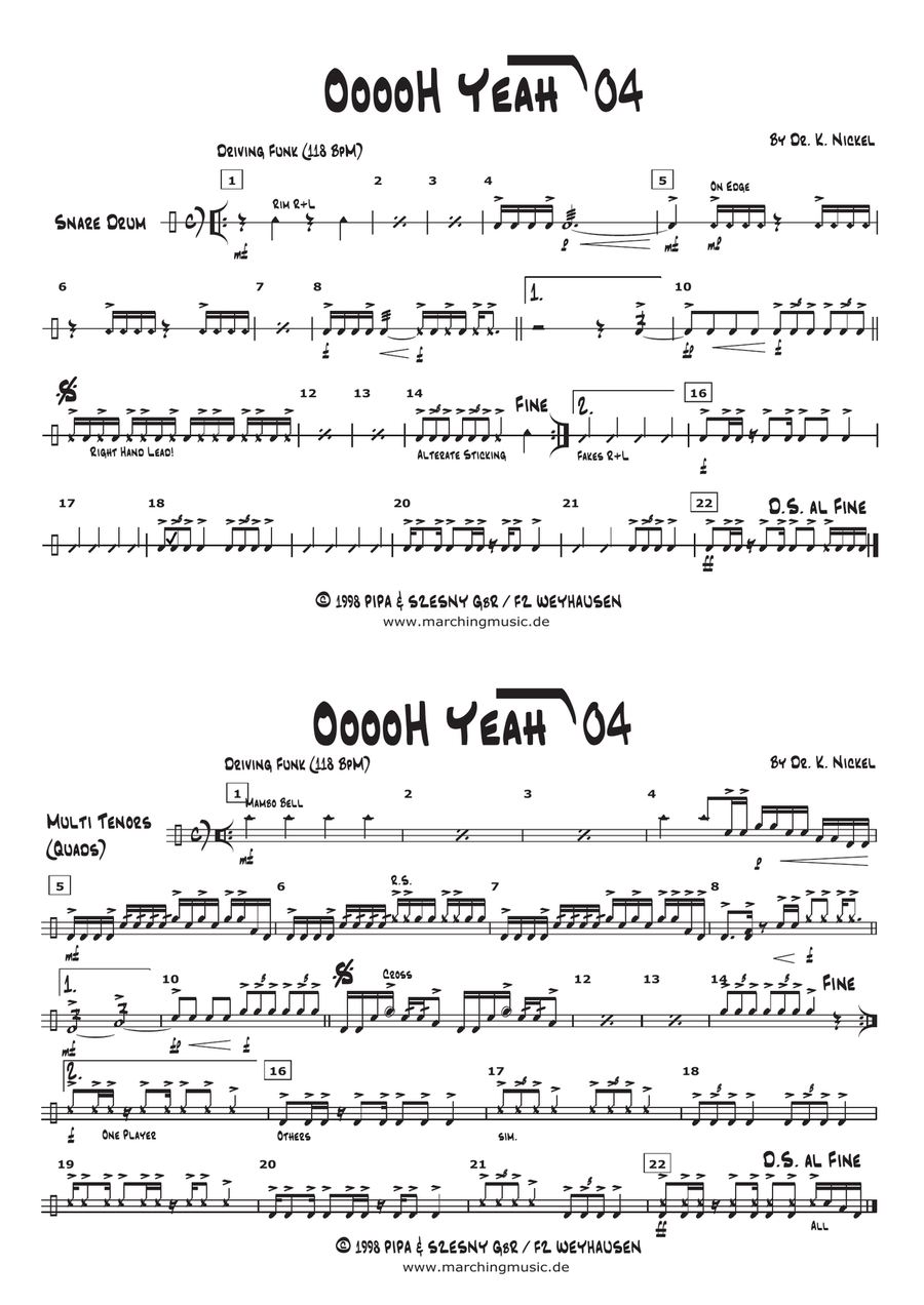 OOOH YEAH! (Street Cadence) Marching Band scores gallery preview page 3