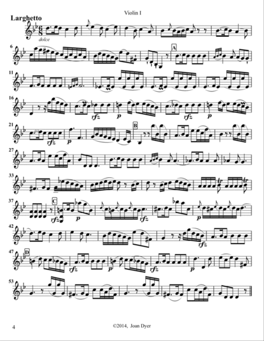 String Quartet in d minor, G. 172, first violin String Quartet scores gallery preview page 4