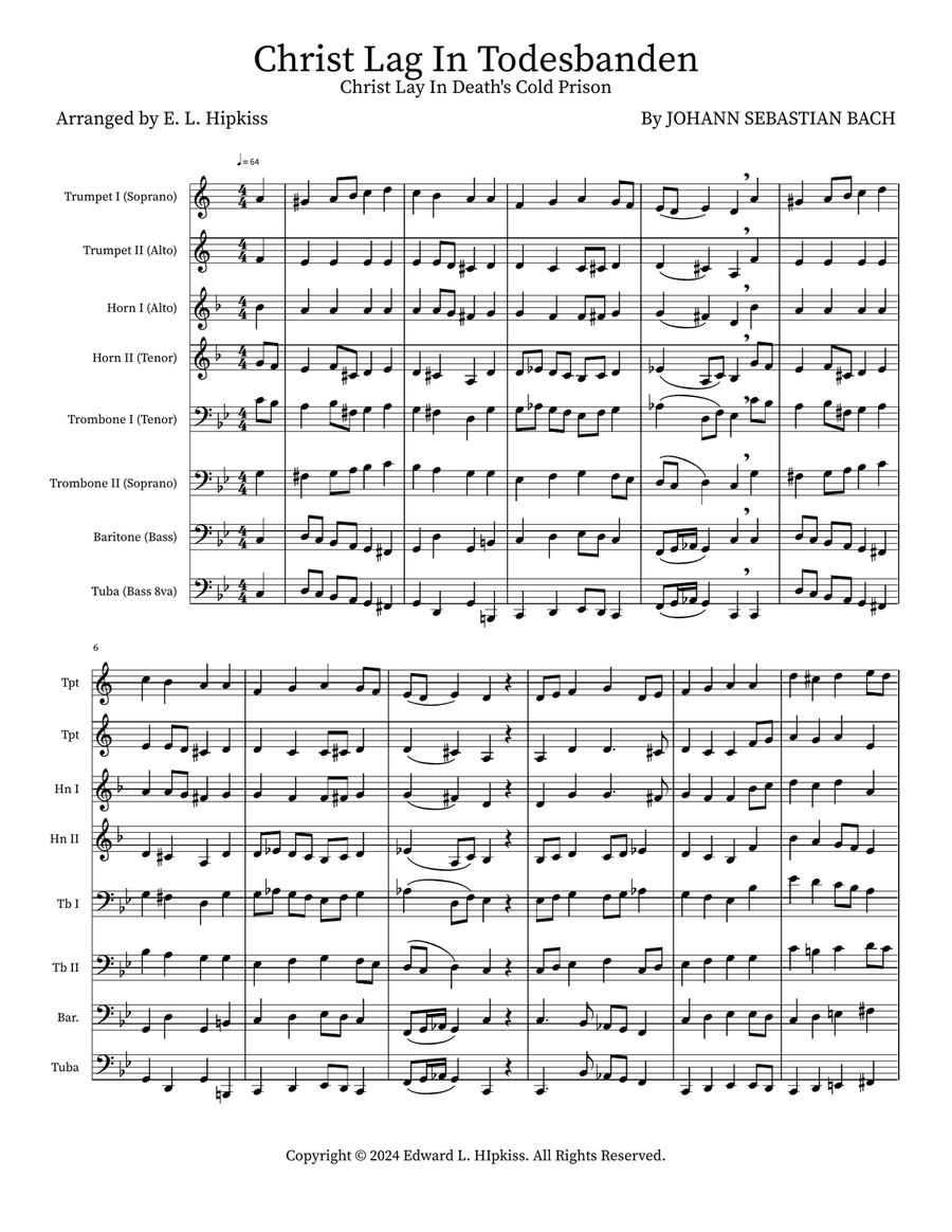 Christ Lag In Todesbanden Brass Quartet scores gallery preview page 1