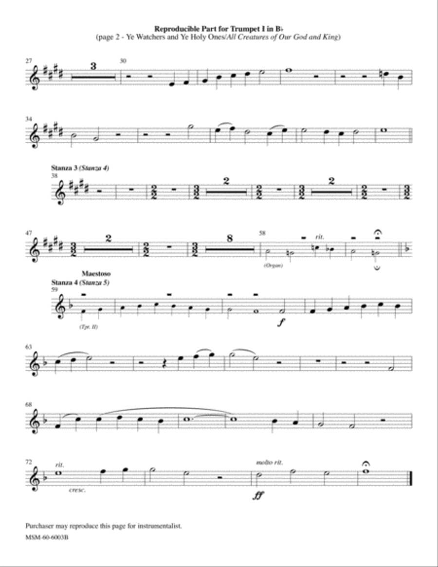 Ye Watchers and Ye Holy Ones All Creatures of Our God and King Choir scores gallery preview page 2