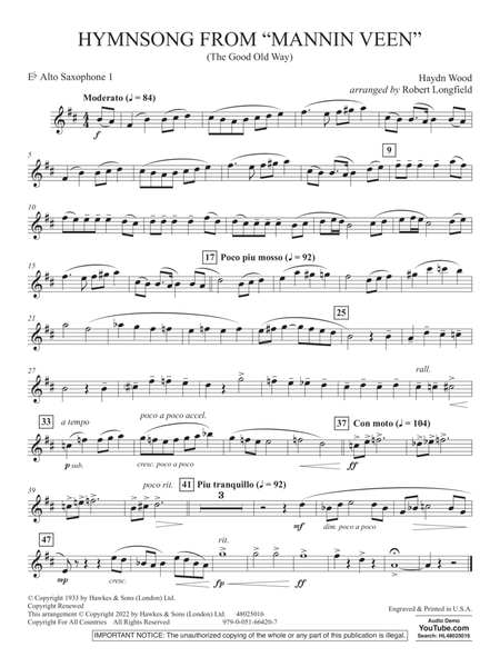 Hymnsong from "Mannin Veen" (arr. Robert Longfield) - Eb Alto Saxophone 1