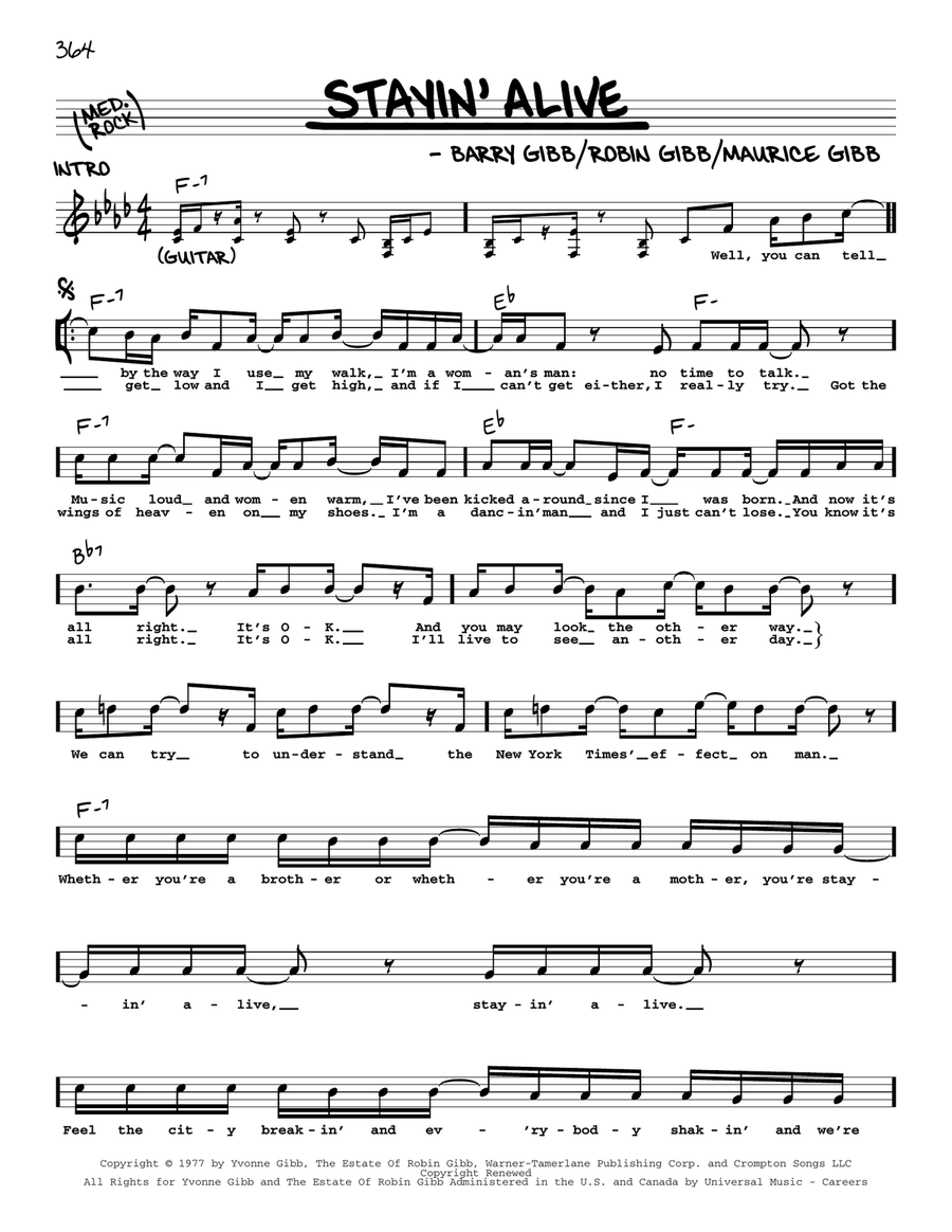 Stayin' Alive Voice scores gallery preview page 1