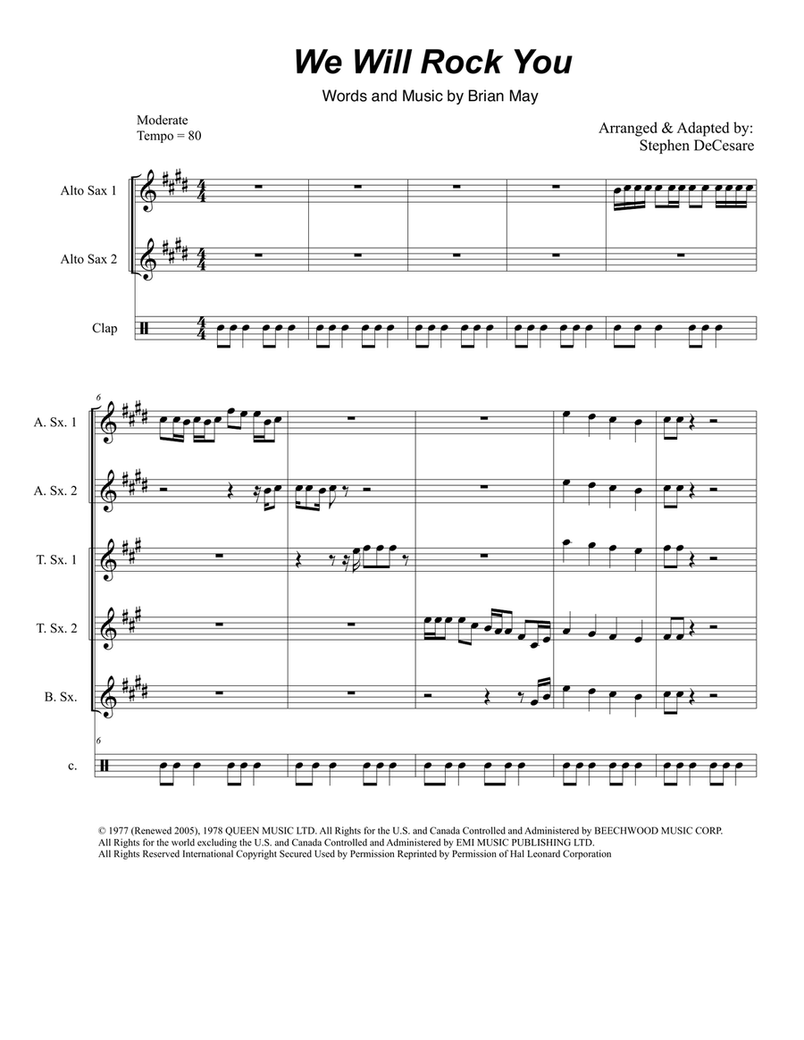 We Will Rock You Woodwind Quintet scores gallery preview page 1