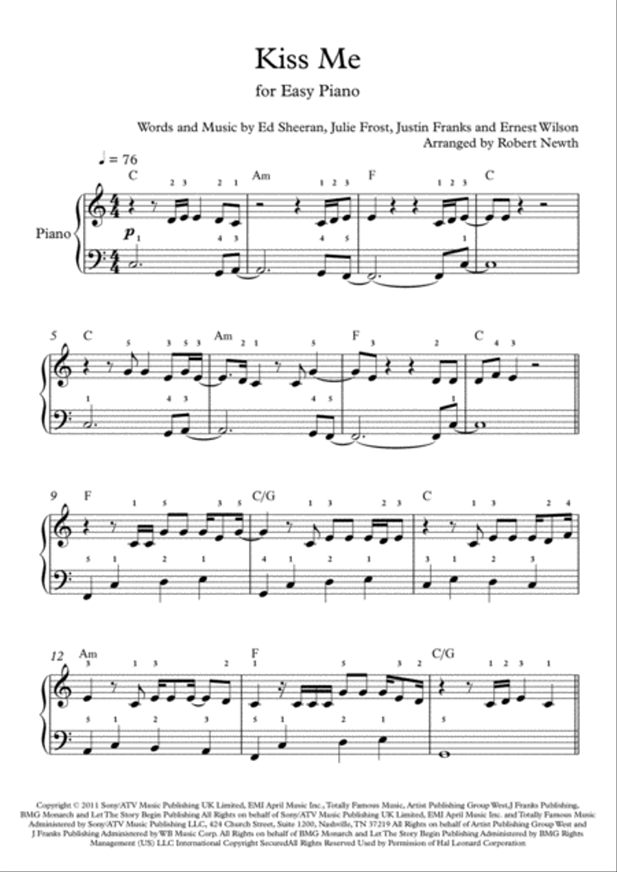 Kiss Me Easy Piano scores gallery preview page 1