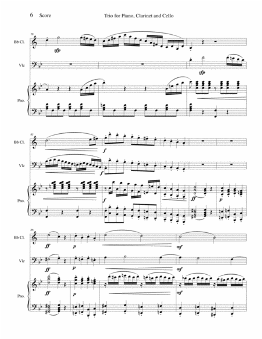 Trio for Piano, Clarinet and Cello B-Flat Clarinet scores gallery preview page 6