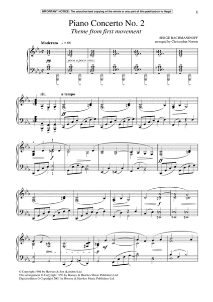 Piano Concerto No. 2, (First Movement Theme)