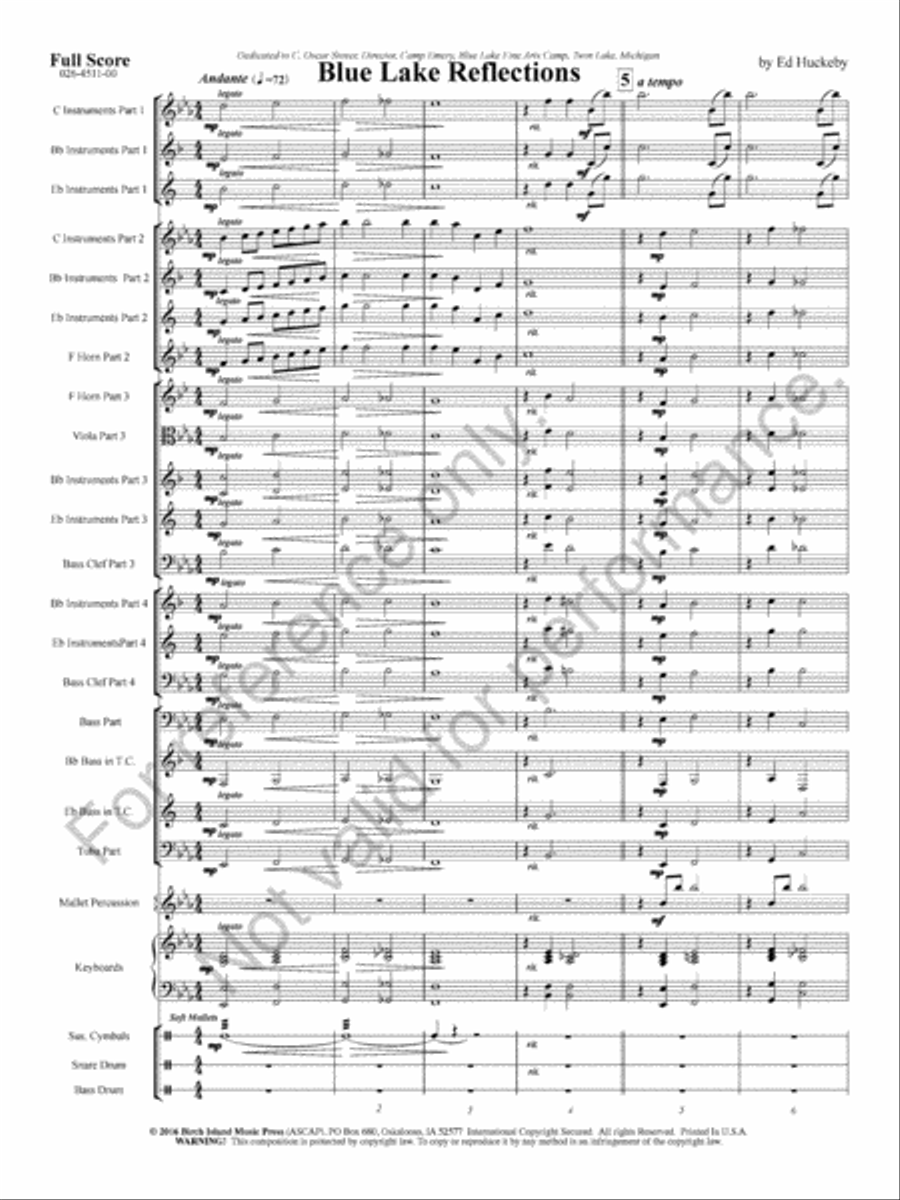 Blue Lake Reflections Blue Lake Reflections Concert Band scores gallery preview page 4